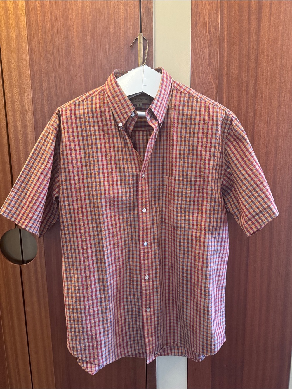 Tricots St Raphael Men's Short-Sleeve Button-Down Stylish Shirt - Multi Red/Blue